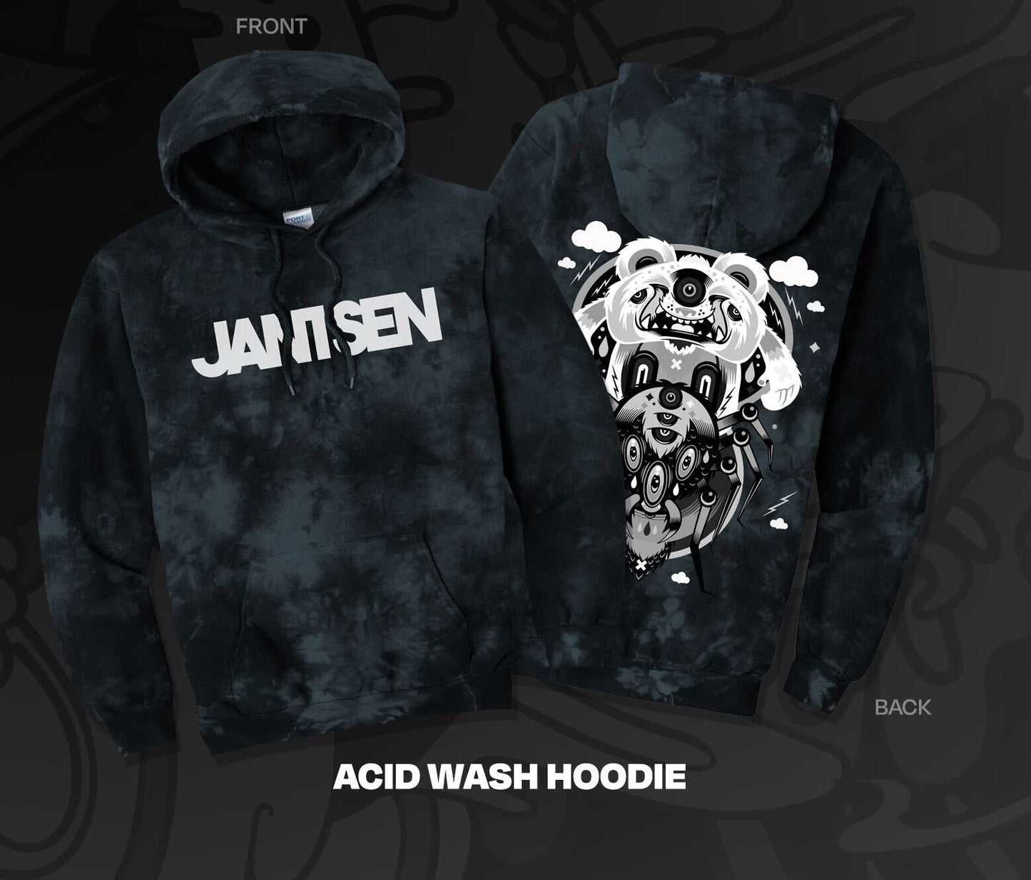 Jantsen 'Gutter Music 6' Acid Wash Hoodie